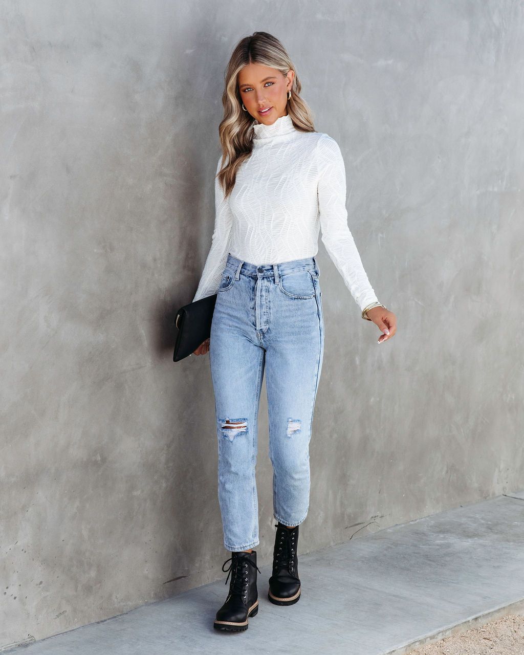 Aria Mock Neck Textured Top sold by Vici product image thumbnail 5