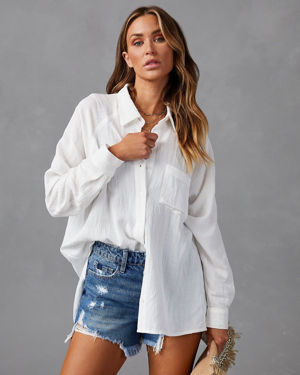 Quiana Button Down Top sold by Vici
