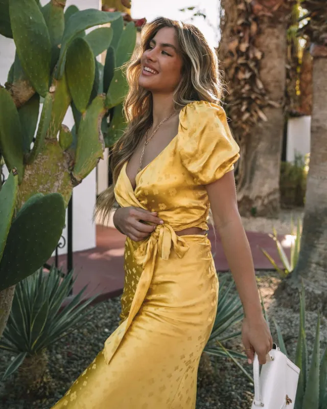 Flower Power Satin Wrap Crop Top sold by Vici