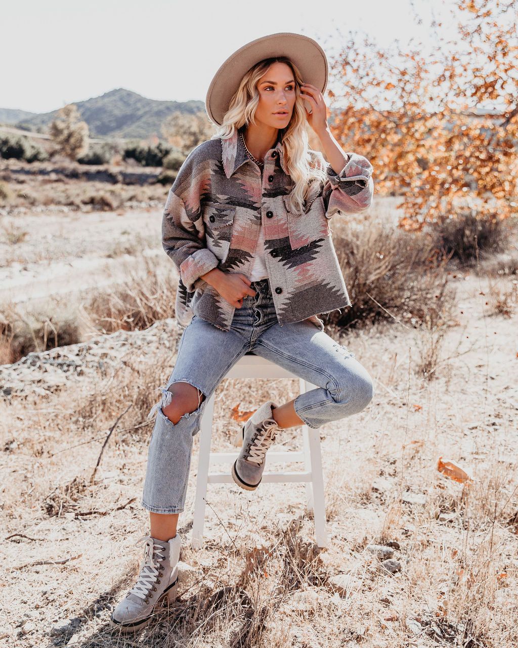 Zion Distressed Button Down Shacket - Grey - FINAL SALE sold by Vici product image thumbnail 5
