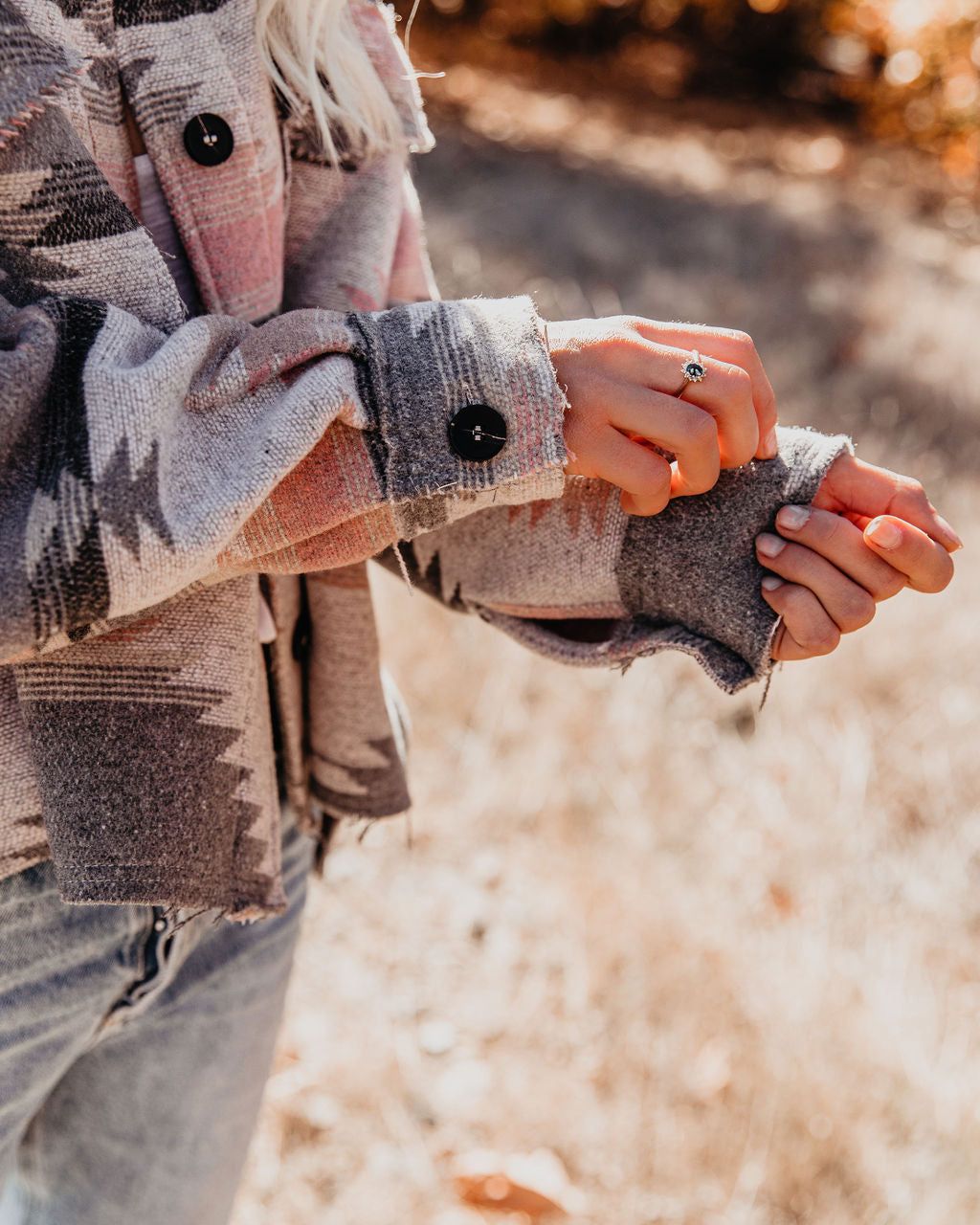 Zion Distressed Button Down Shacket - Grey - FINAL SALE sold by Vici product image thumbnail 4