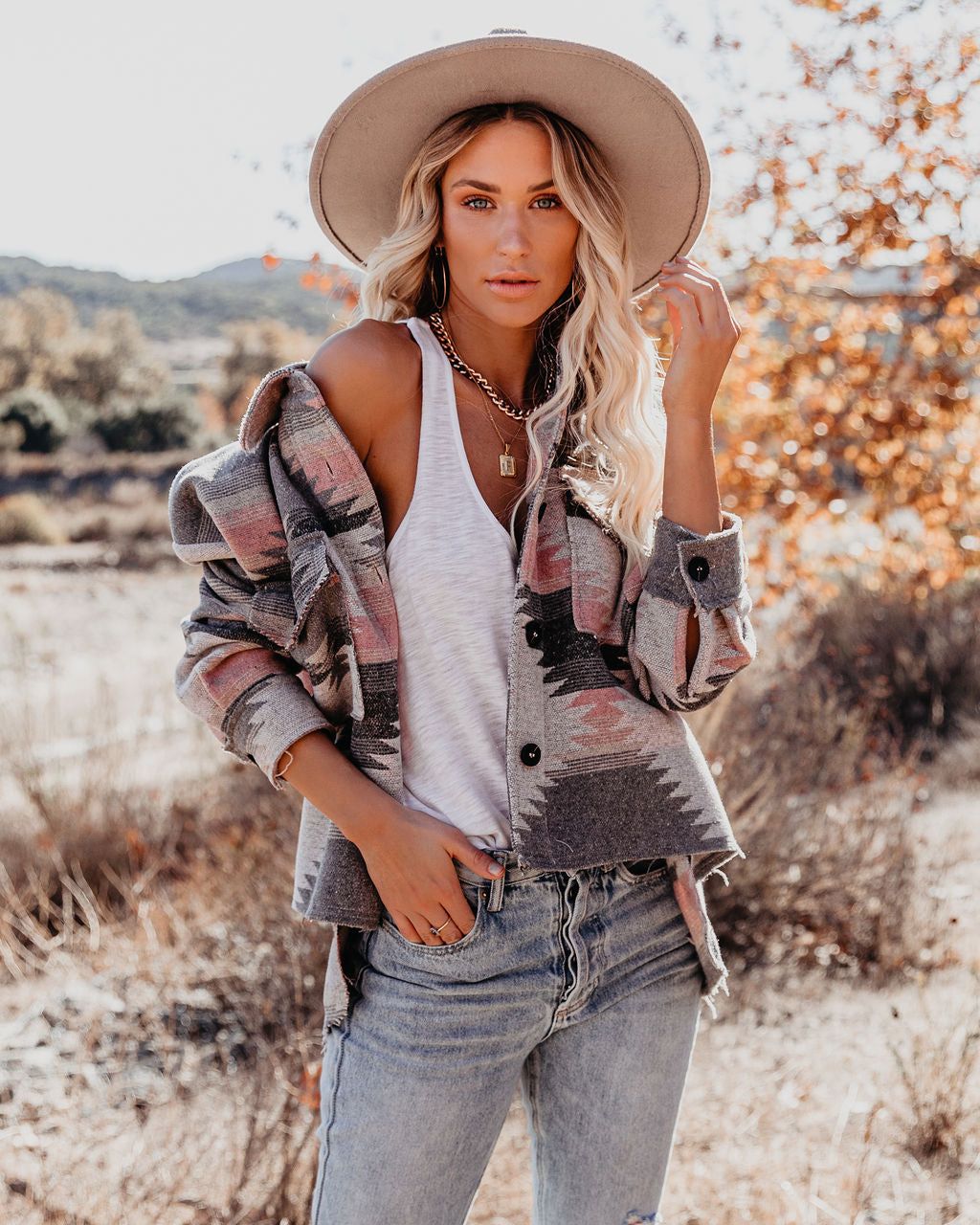 Zion Distressed Button Down Shacket - Grey - FINAL SALE sold by Vici