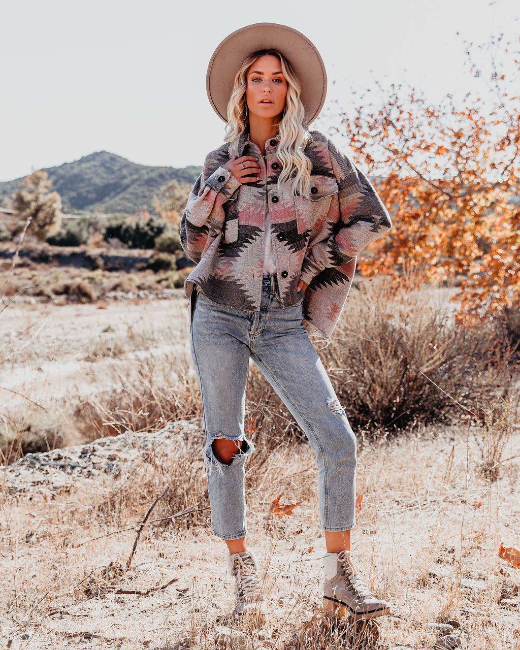 Zion Distressed Button Down Shacket - Grey - FINAL SALE sold by Vici product image thumbnail 7