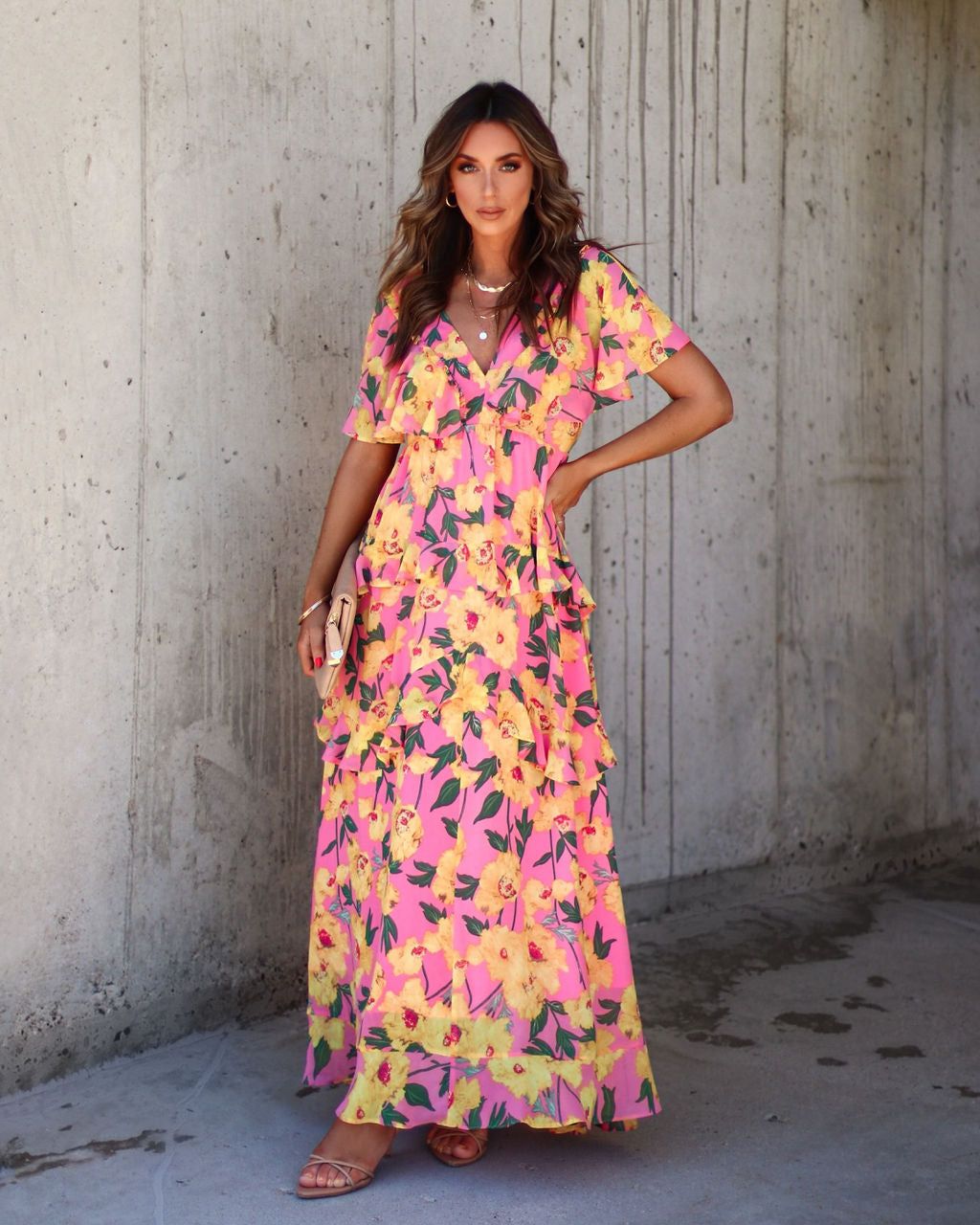 Adelynn Floral Tiered Maxi Dress - FINAL SALE sold by Vici