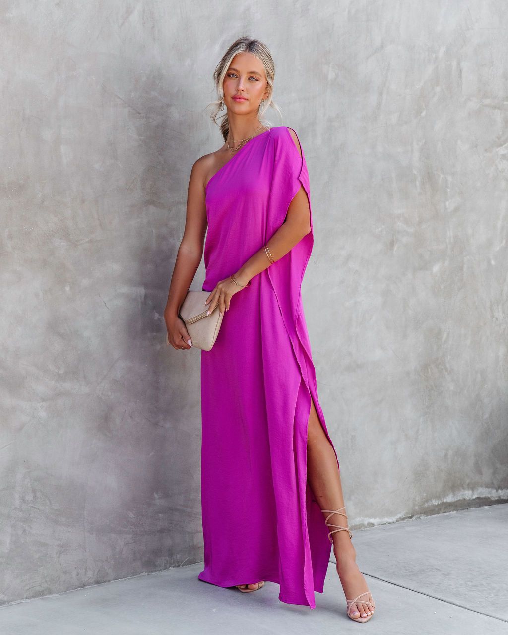 Gala Affair Satin One Shoulder Maxi Dress sold by Vici product image thumbnail 3