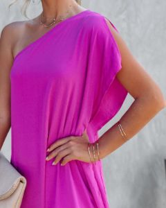 Gala Affair Satin One Shoulder Maxi Dress sold by Vici