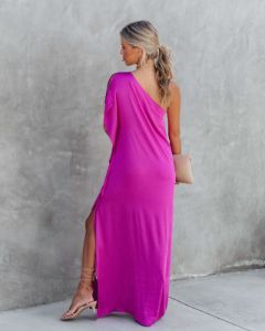 Gala Affair Satin One Shoulder Maxi Dress sold by Vici