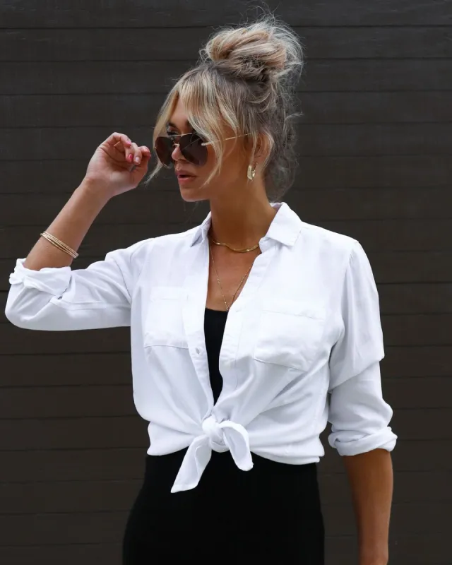 Shasta Tencel Button Down Top sold by Vici