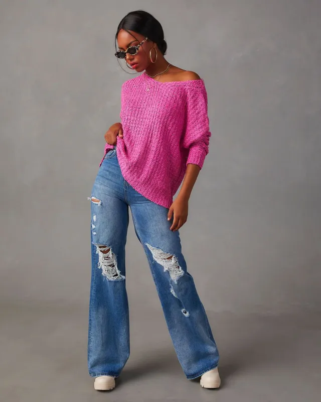Christie Relaxed Pullover Sweater - Fuchsia - SALE sold by Vici