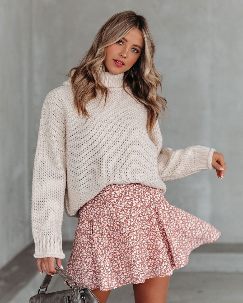 Mabry Floral Ruffle Mini Skort - Tan - FINAL SALE sold by Vici