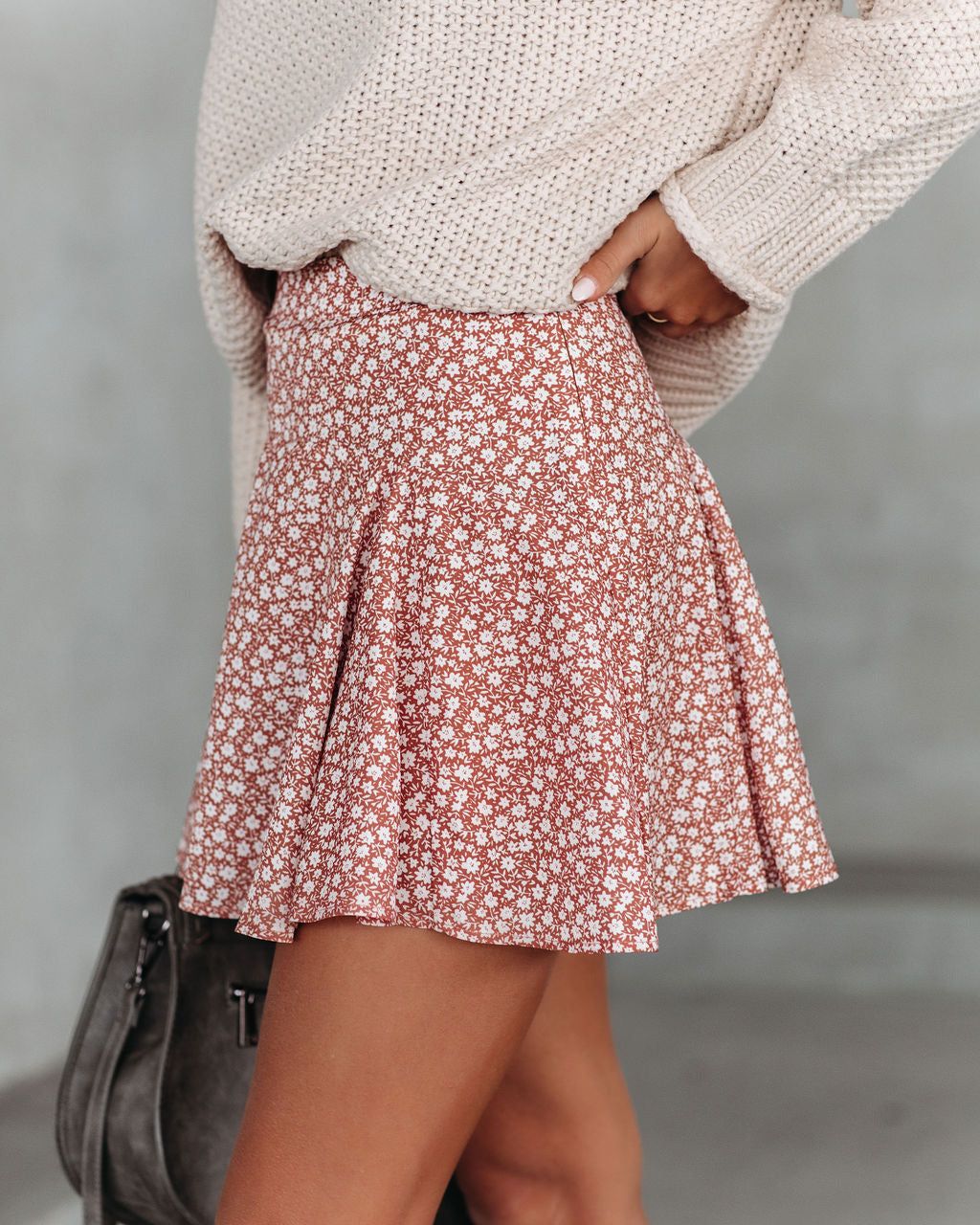 Mabry Floral Ruffle Mini Skort - Tan - FINAL SALE sold by Vici product image thumbnail 5