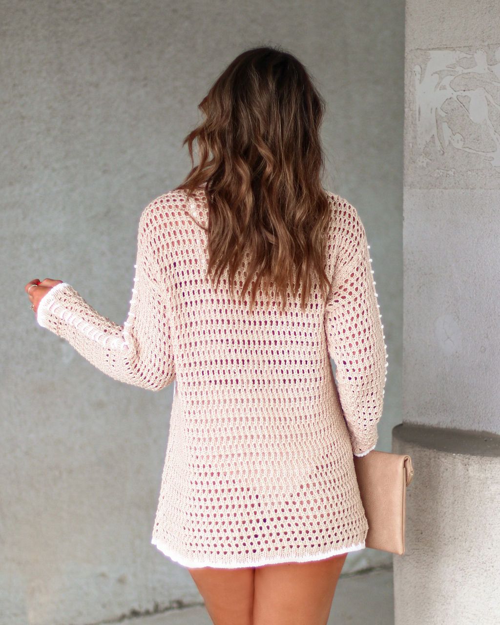 Cove Adventures Cotton Blend Crochet Cover Up Mini Dress - Natural - FINAL SALE sold by Vici product image thumbnail 4