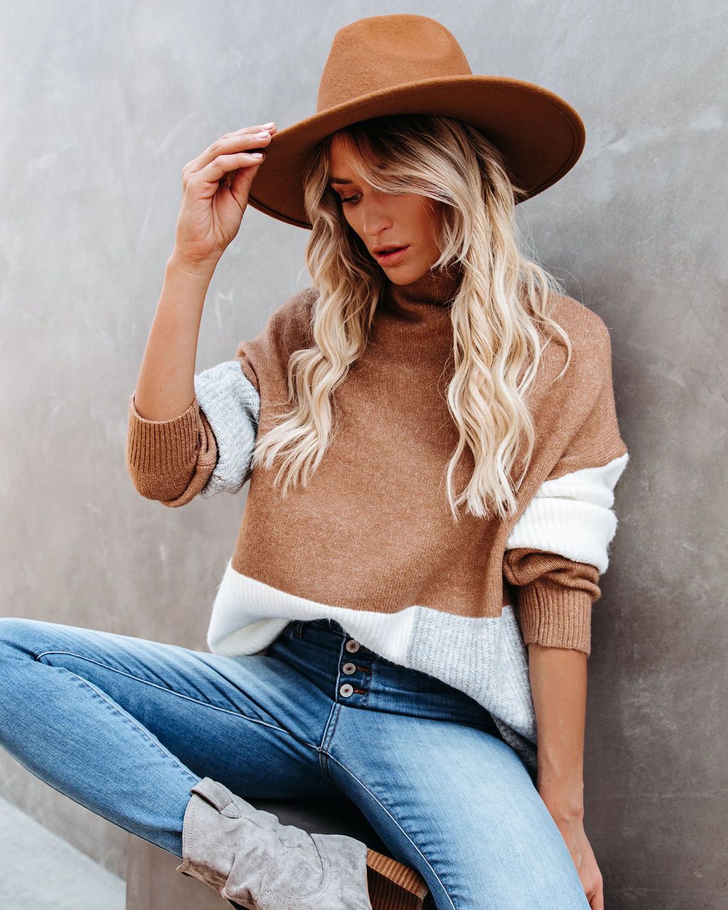 Williamsburg Mock Neck Colorblock Knit Sweater - FINAL SALE sold by Vici product image thumbnail 6