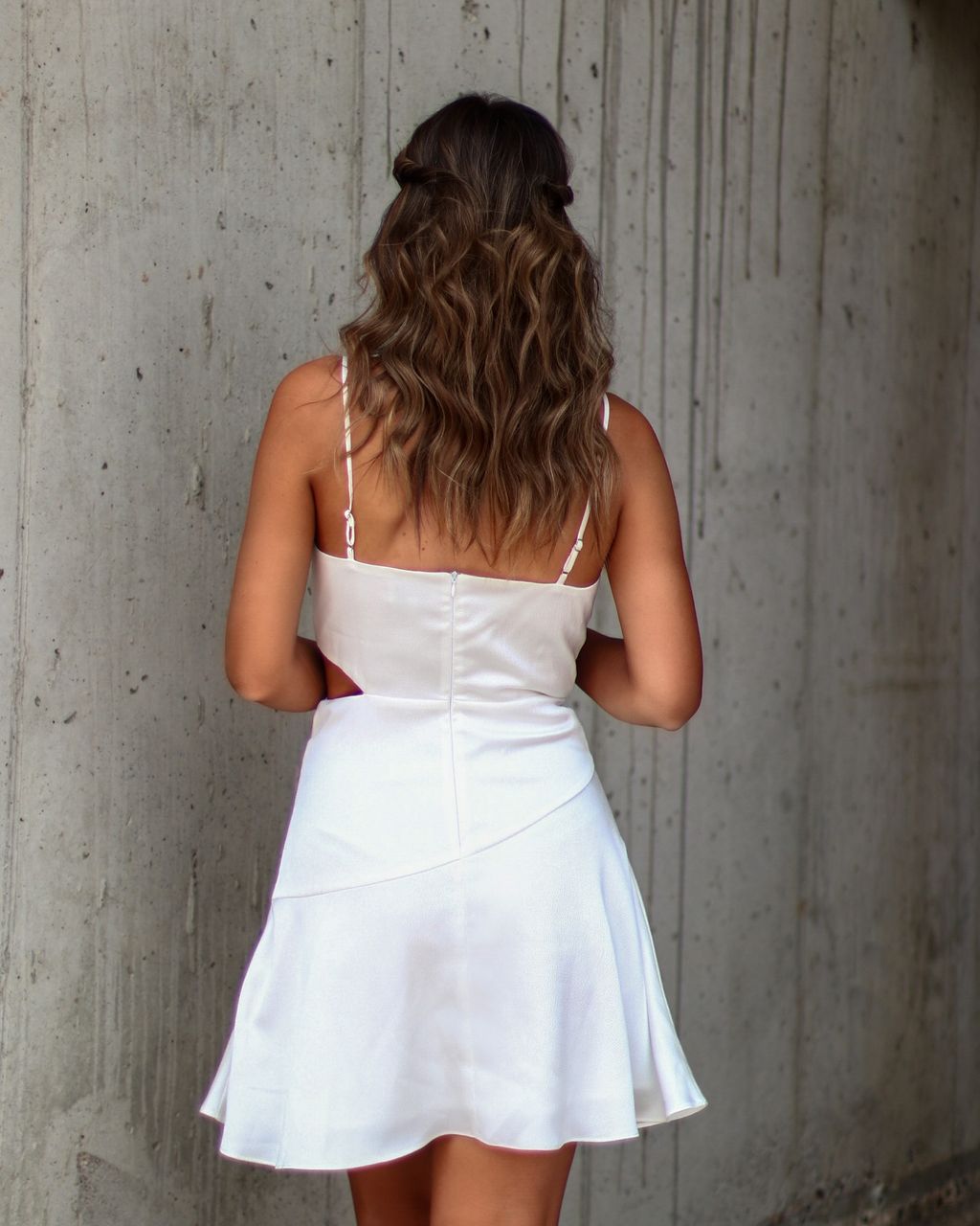 Twyla Satin Cowl Neck Cutout Mini Dress - White - FINAL SALE sold by Vici product image thumbnail 2