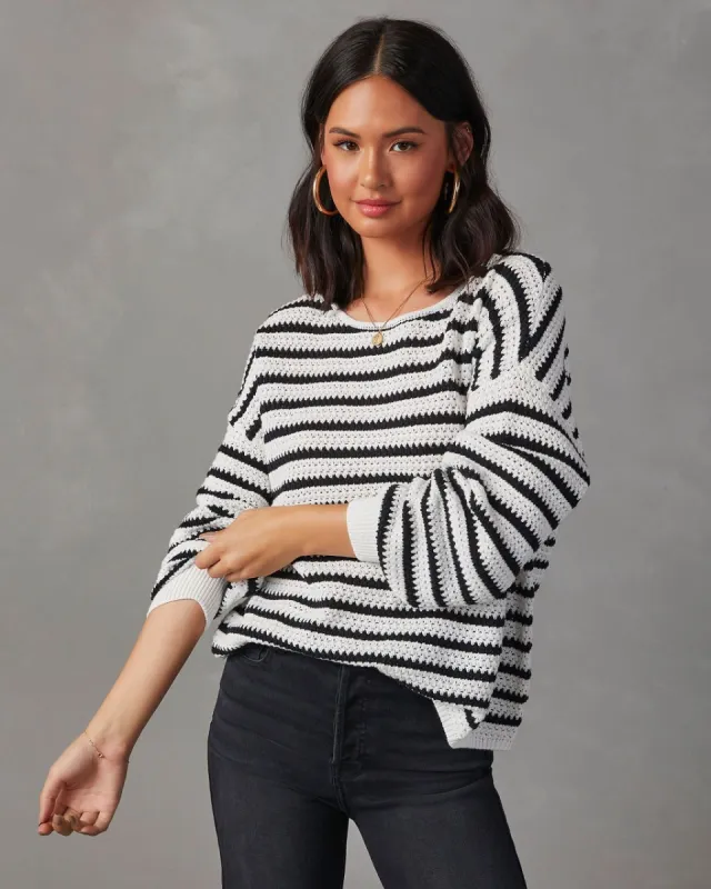 All The Time Striped Pullover Sweater - Black/White sold by Vici