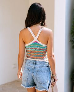 Island Vibes Crochet Knit Cotton Blend Top sold by Vici