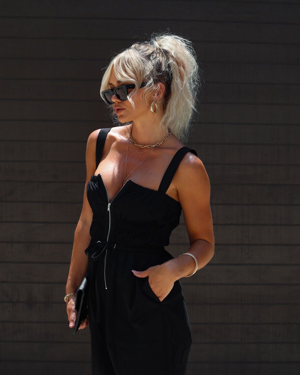 Rosette Cotton Tie Waist Jumpsuit sold by Vici product image thumbnail 2