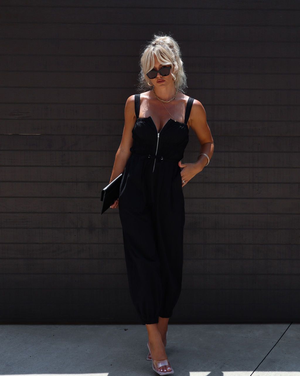 Rosette Cotton Tie Waist Jumpsuit sold by Vici