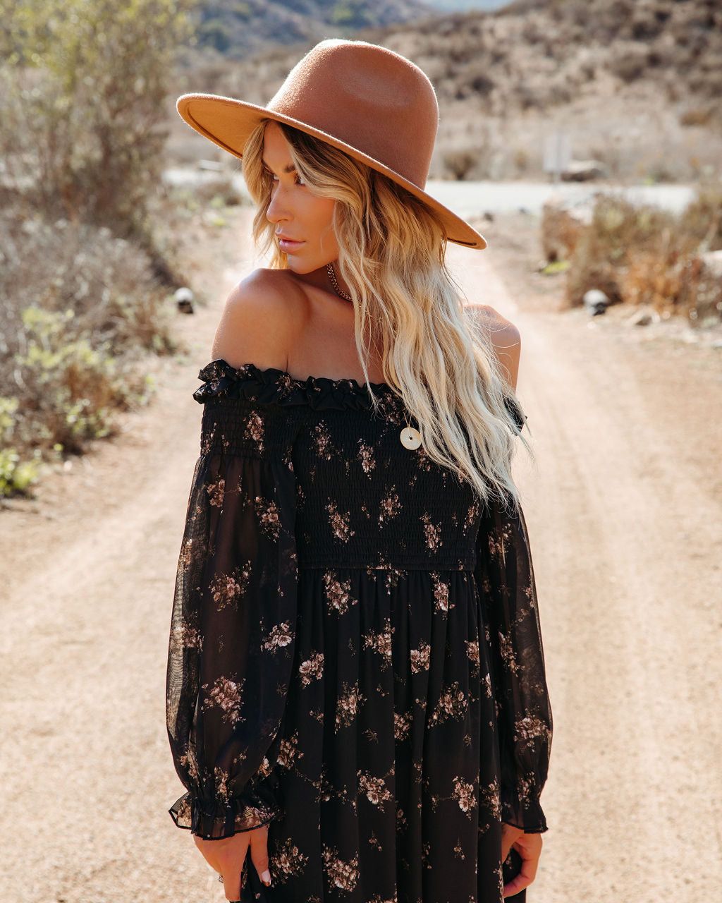 Bold Blooms Smocked Off The Shoulder Maxi Dress - FINAL SALE sold by Vici product image thumbnail 9