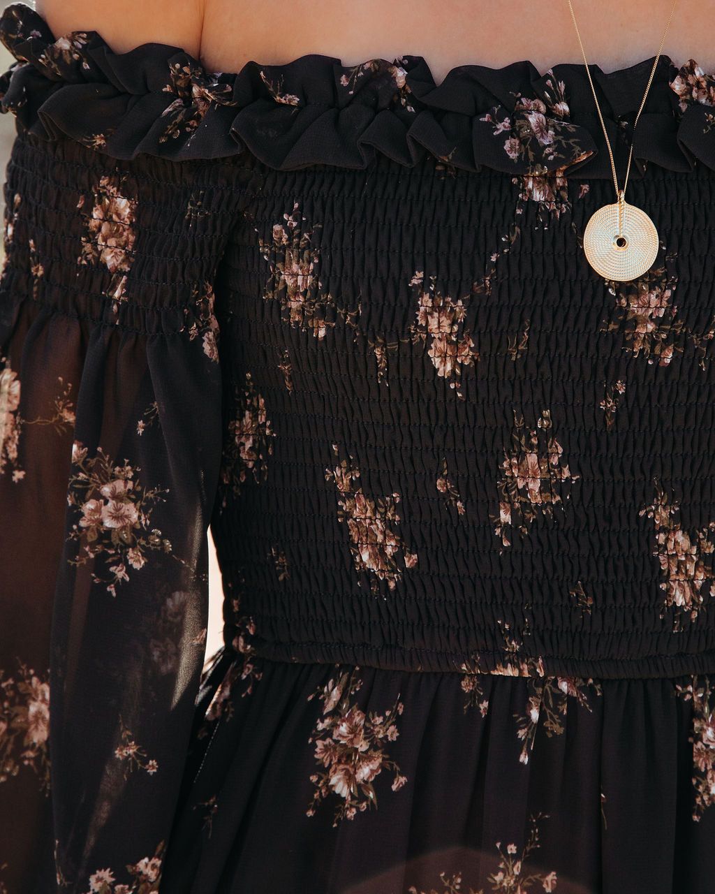 Bold Blooms Smocked Off The Shoulder Maxi Dress - FINAL SALE sold by Vici product image thumbnail 4