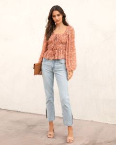 Read Your Mind Printed Square Neck Top sold by Vici