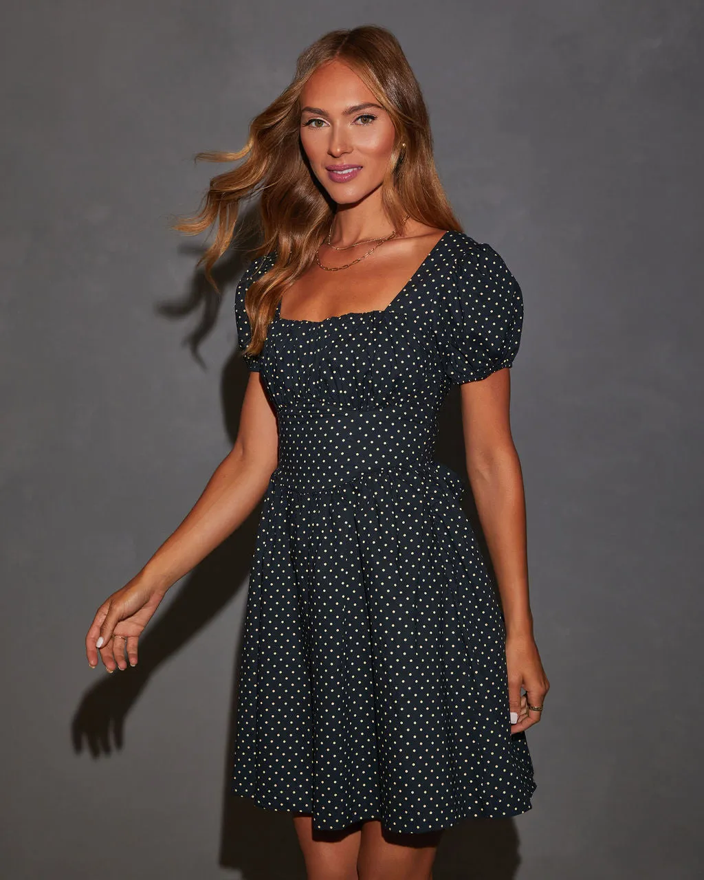 Gigi Puff Sleeve Polka Dot Mini Dress sold by Vici product image thumbnail 3