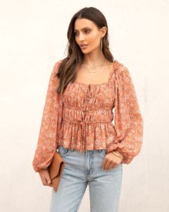 Read Your Mind Printed Square Neck Top sold by Vici