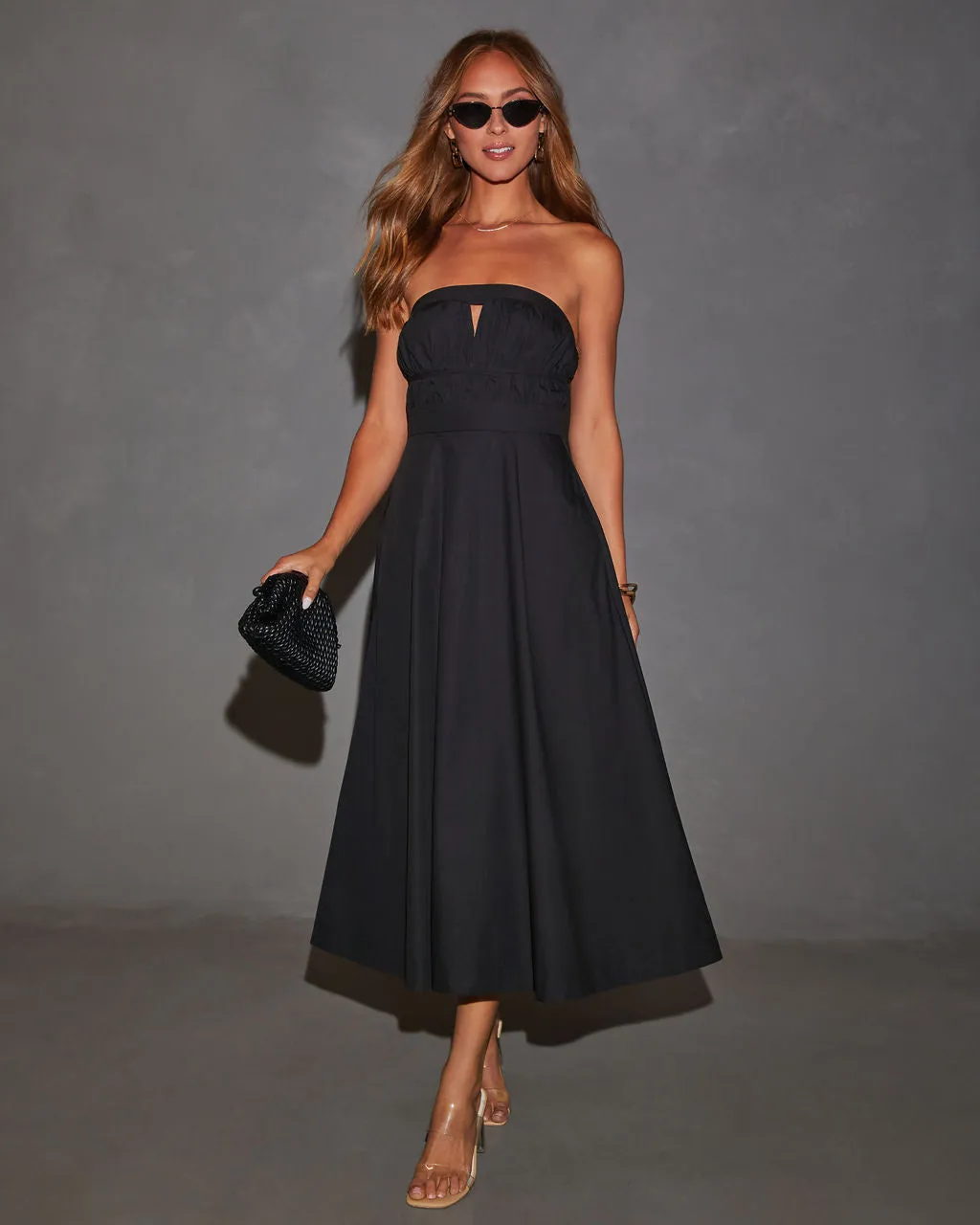 Ryann Strapless Front Cutout Midi Dress sold by Vici product image thumbnail 5