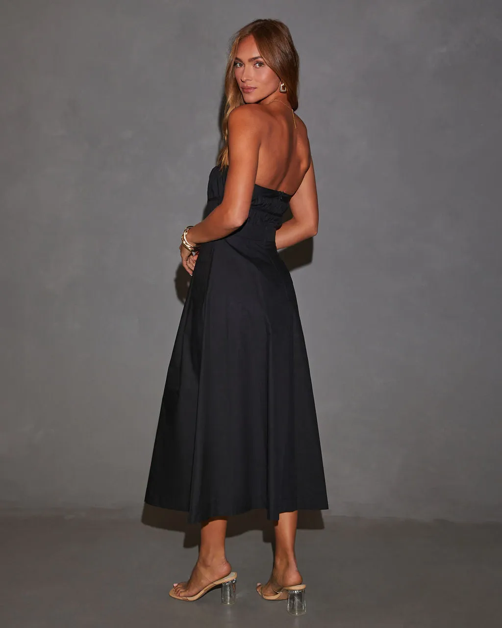 Ryann Strapless Front Cutout Midi Dress sold by Vici product image thumbnail 4