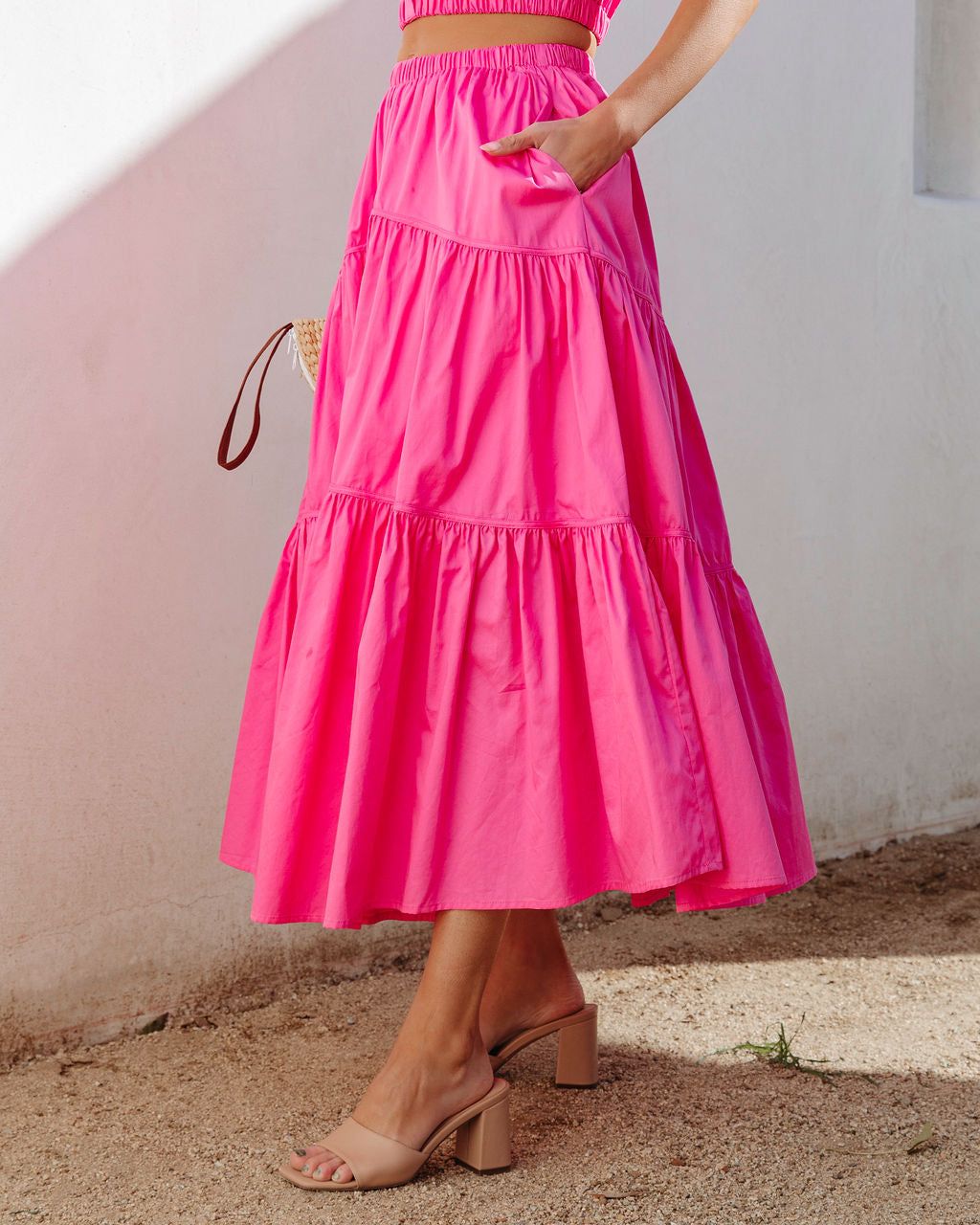 Sunny Meadow Tiered Midi Skirt - Hot Pink - FINAL SALE sold by Vici product image thumbnail 5