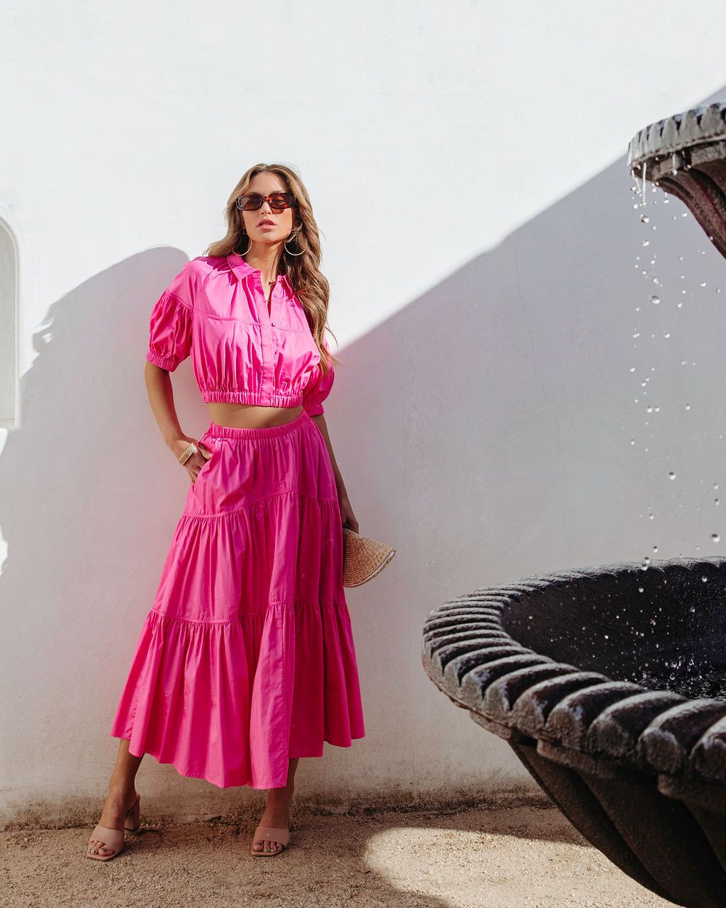 Sunny Meadow Tiered Midi Skirt - Hot Pink - FINAL SALE sold by Vici product image thumbnail 6
