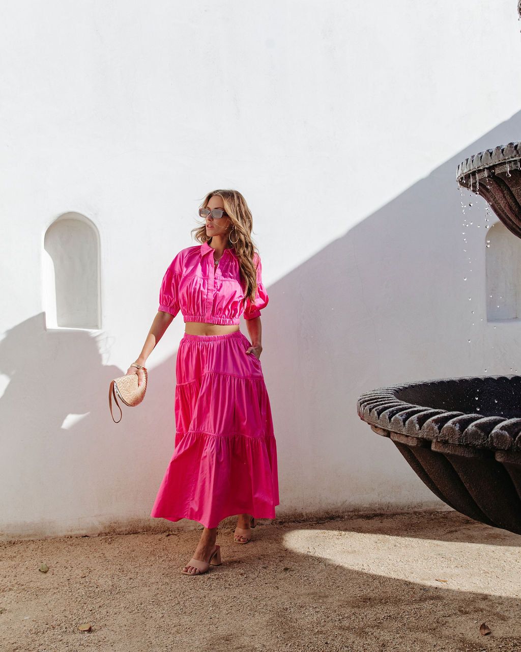 Sunny Meadow Tiered Midi Skirt - Hot Pink - FINAL SALE sold by Vici product image thumbnail 7