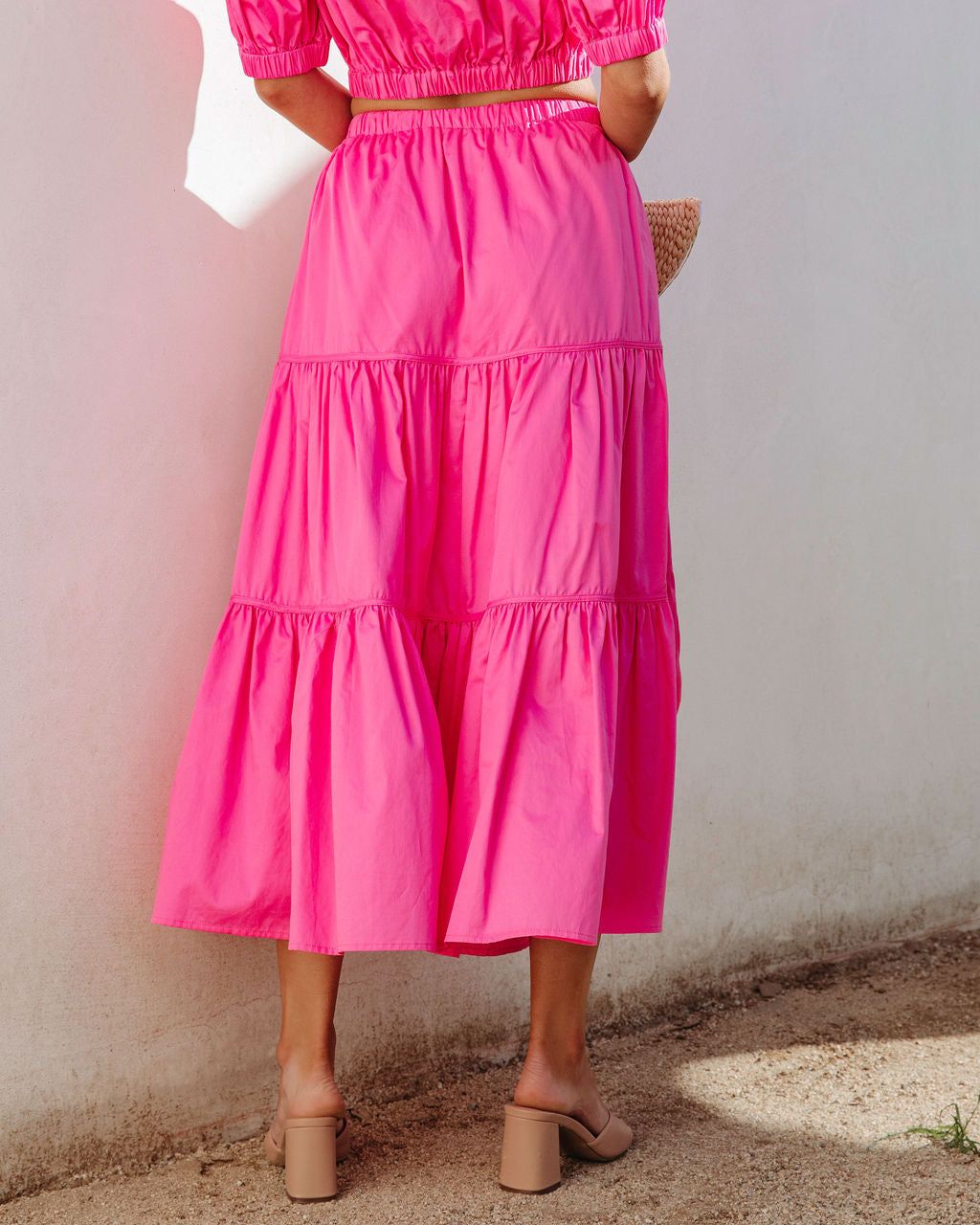 Sunny Meadow Tiered Midi Skirt - Hot Pink - FINAL SALE sold by Vici product image thumbnail 4