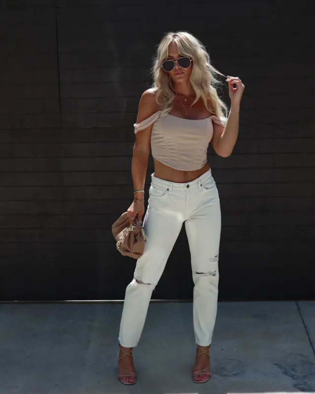 Mita High Rise Distressed Straight Jeans sold by Vici