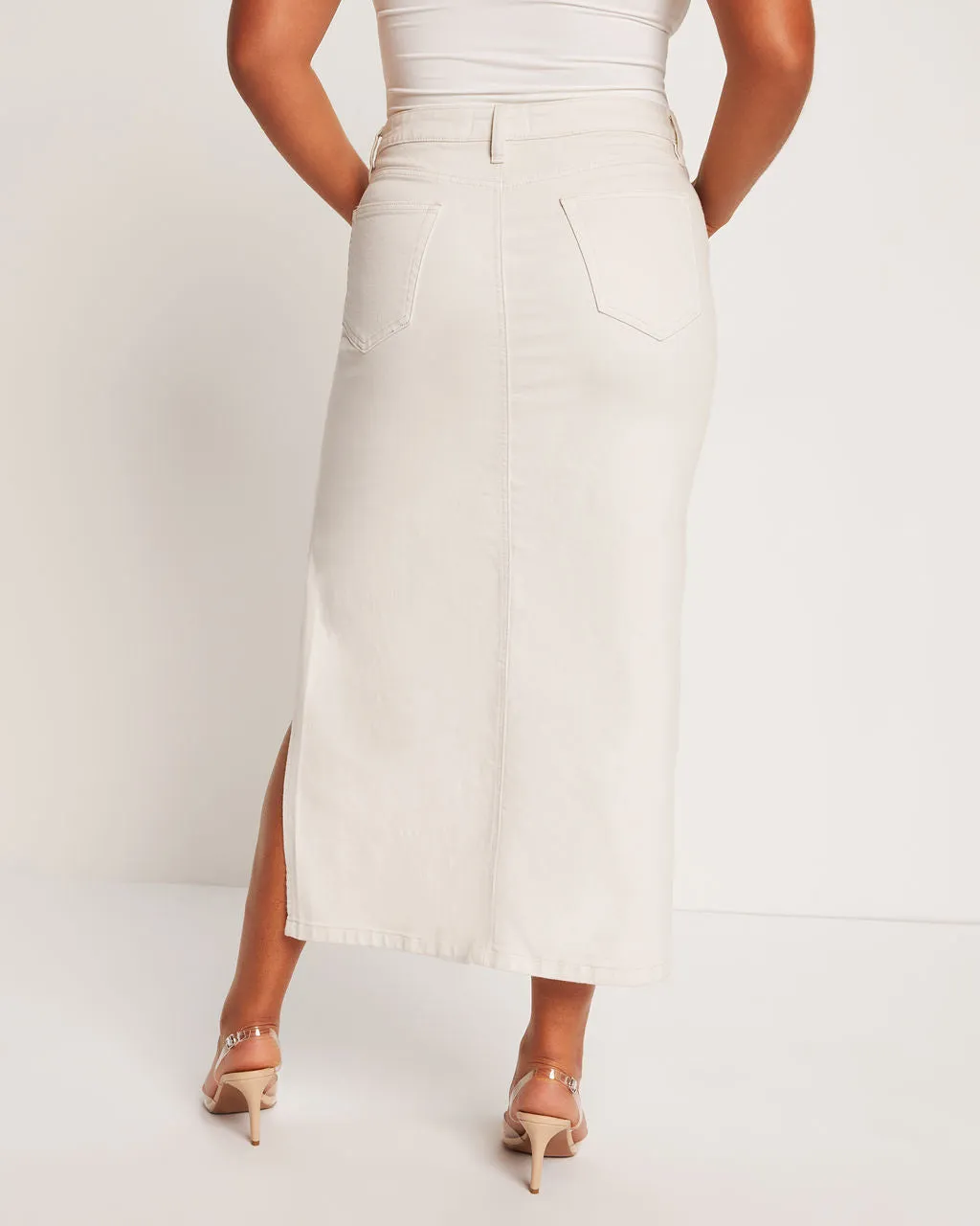 Berkeley Side Slit Denim Midi Skirt sold by Vici product image thumbnail 4