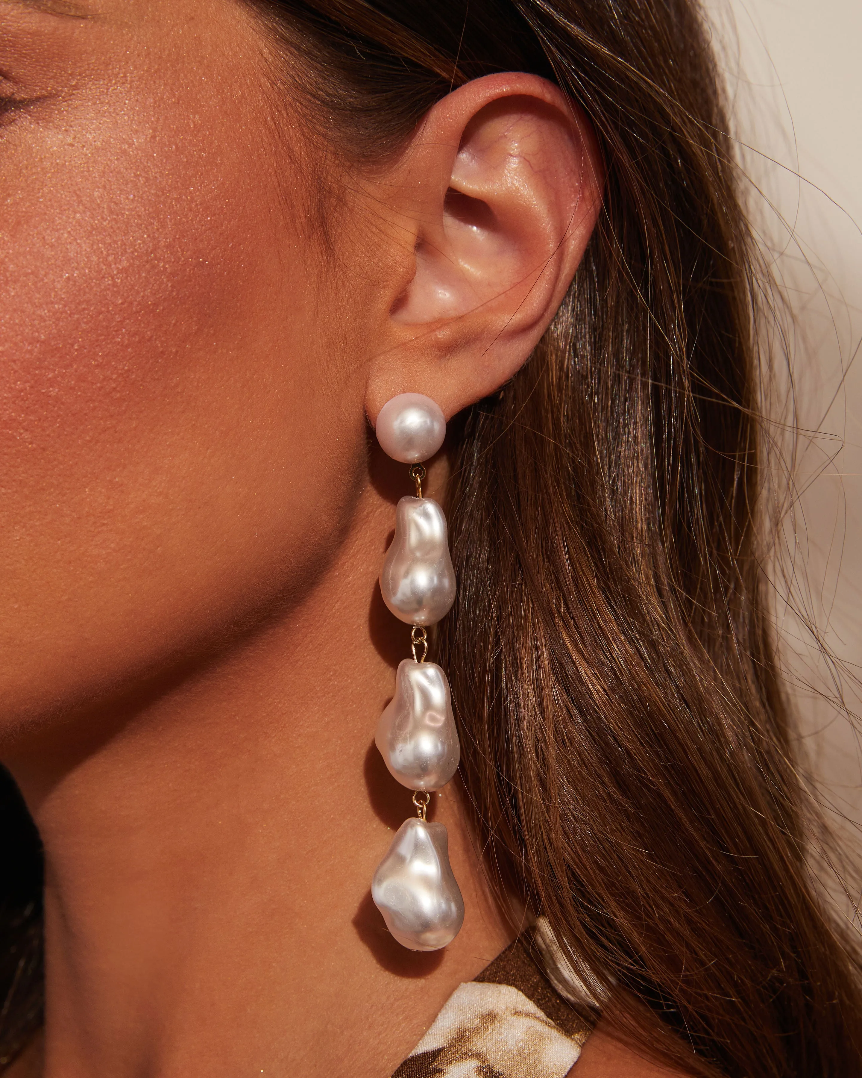 Dreamy Gem Pearl Drop Earrings sold by Vici