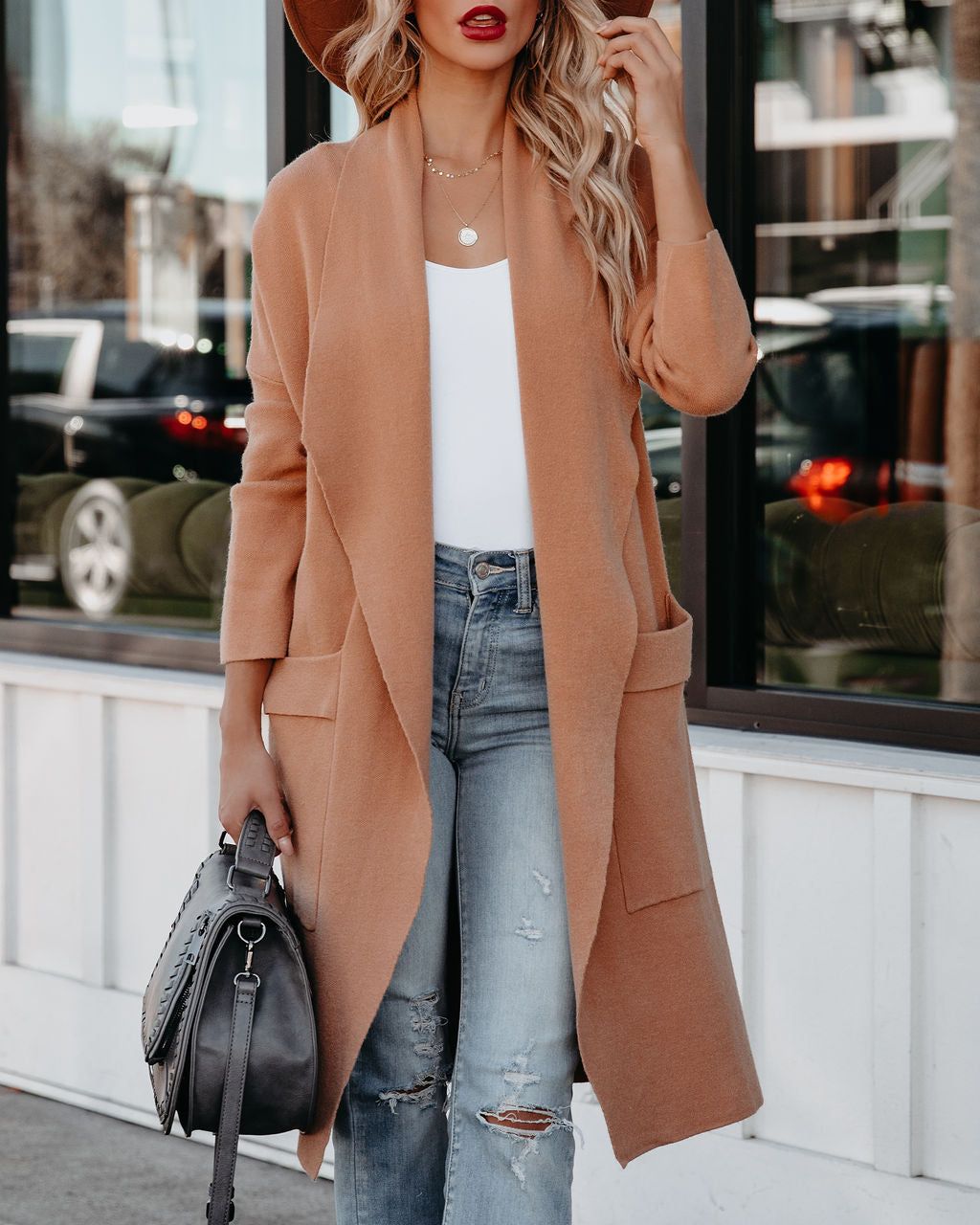 Cinnamon Pocketed Knit Cardigan - Camel - FINAL SALE sold by Vici product image thumbnail 6