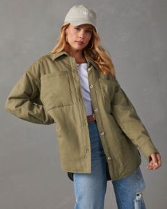 Delrada Lightweight Shacket - Olive - SALE sold by Vici
