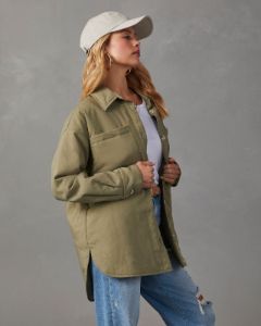 Delrada Lightweight Shacket - Olive - SALE sold by Vici