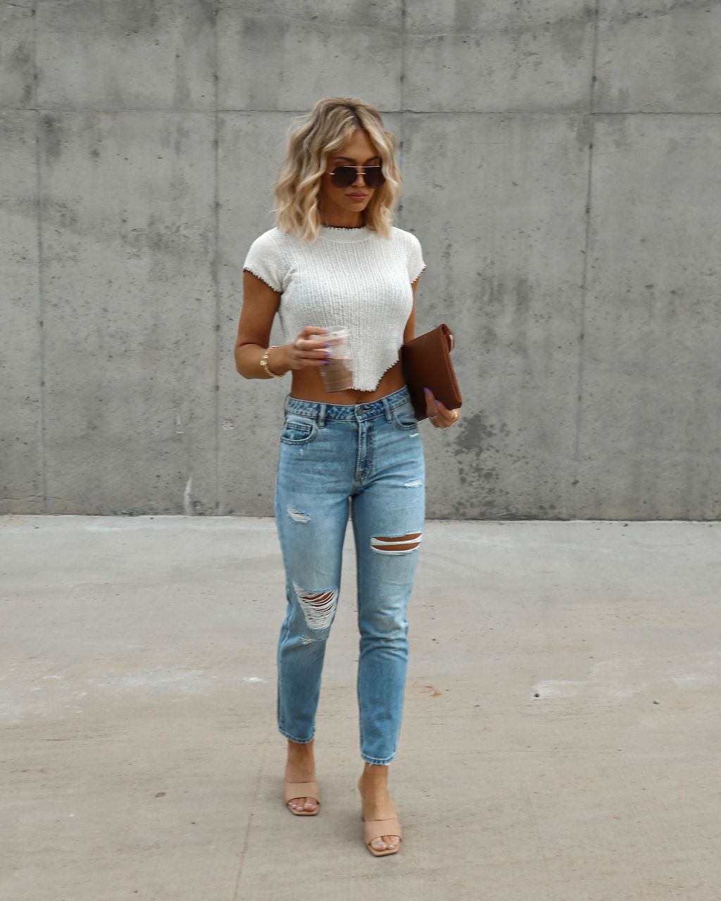 Koko Knit Short Sleeve Top - Cream/Brown - FINAL SALE sold by Vici product image thumbnail 3