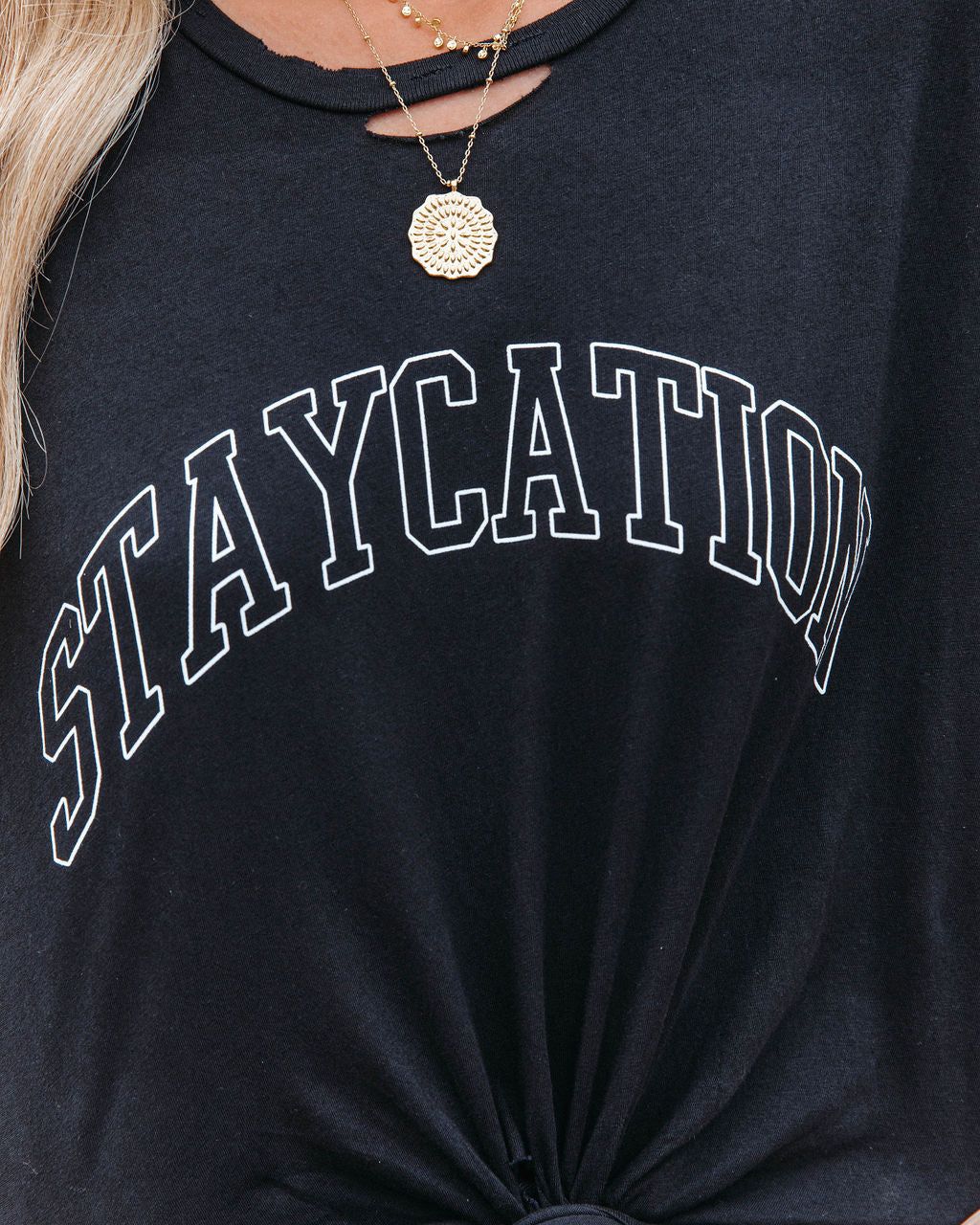 Staycation Time Distressed Cotton Tee - FINAL SALE sold by Vici product image thumbnail 4