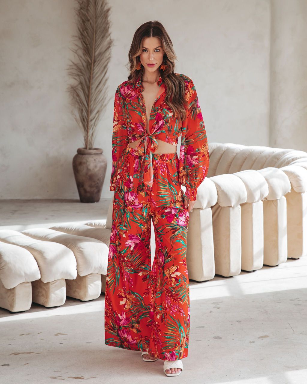 Coral Reef Sunsets Wide Leg Pants sold by Vici