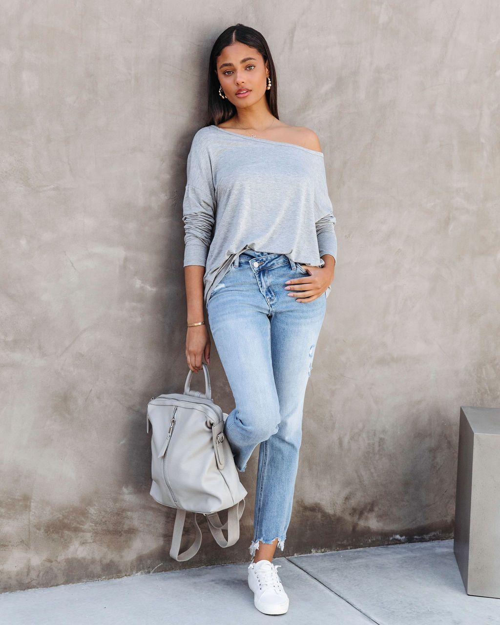 Austin Long Sleeve Top - Heather Grey - FINAL SALE sold by Vici product image thumbnail 3