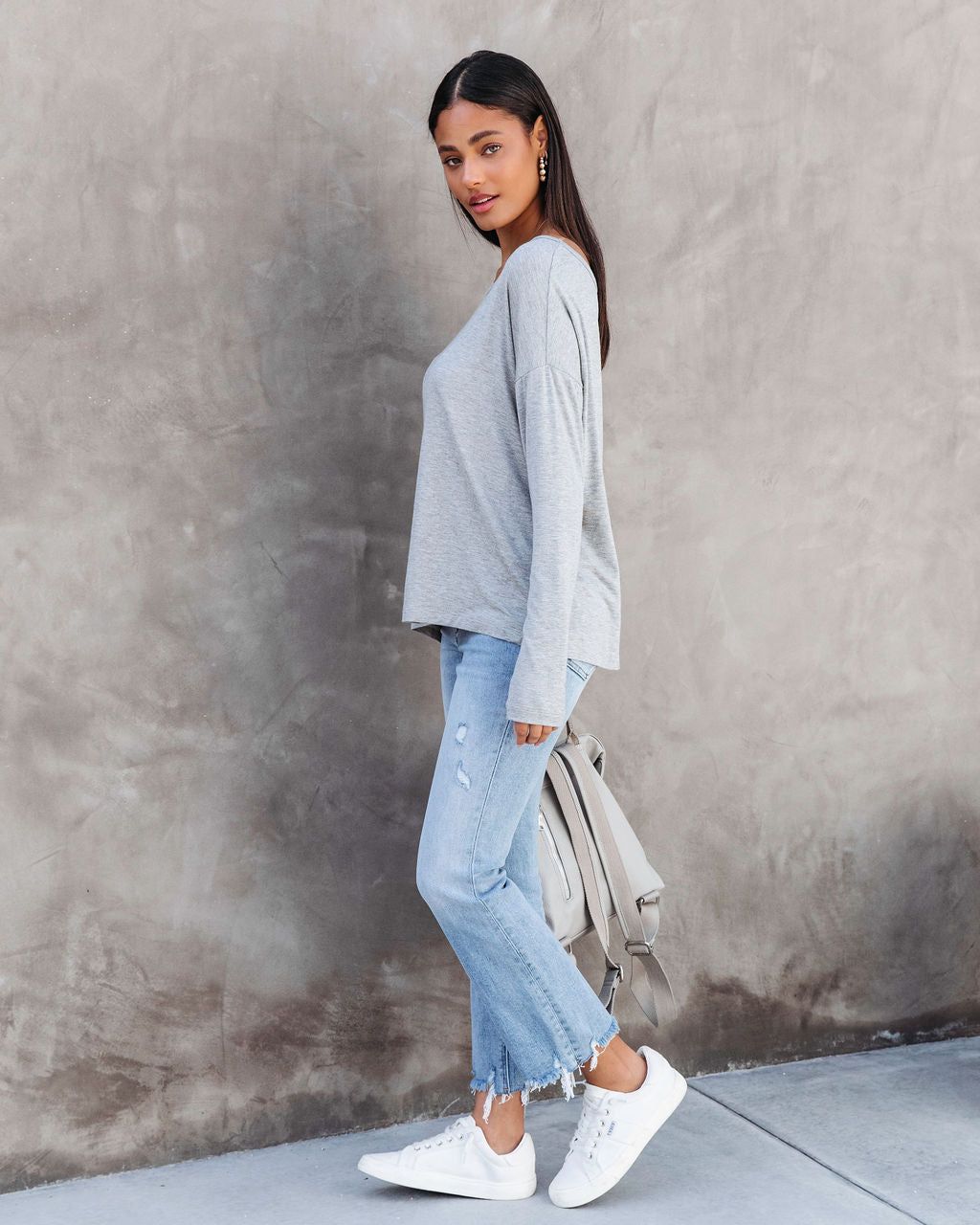 Austin Long Sleeve Top - Heather Grey - FINAL SALE sold by Vici product image thumbnail 4