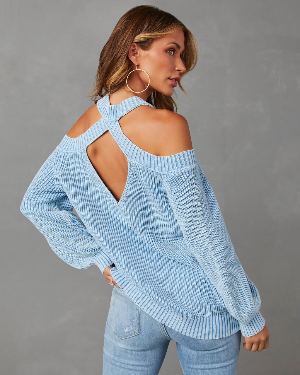 Cool Breeze Cotton Cold Shoulder Sweater sold by Vici product image thumbnail 3