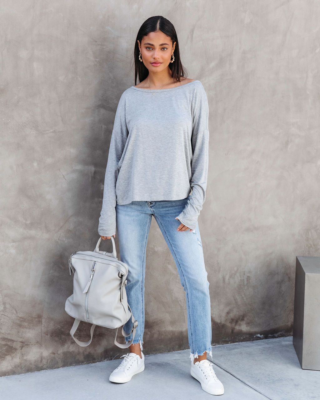 Austin Long Sleeve Top - Heather Grey - FINAL SALE sold by Vici product image thumbnail 6