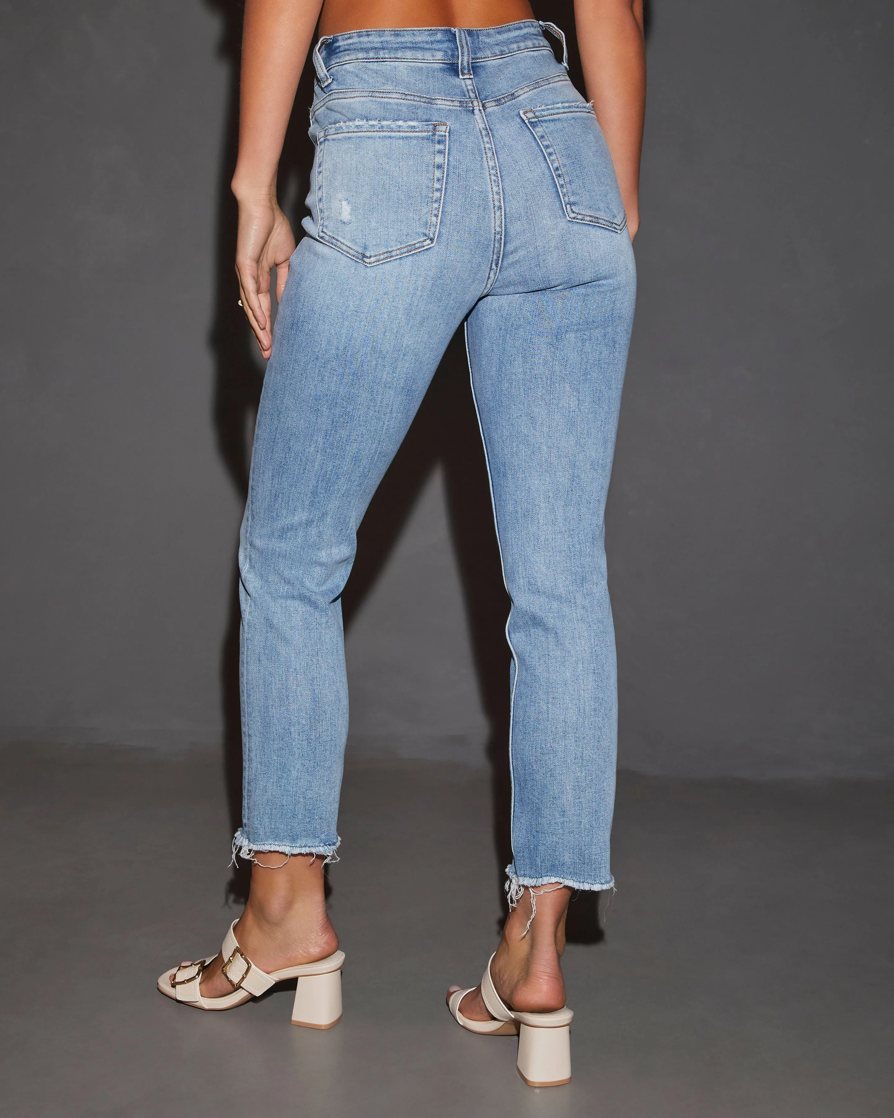 Elize High Rise Frayed Ankle Denim sold by Vici product image thumbnail 4