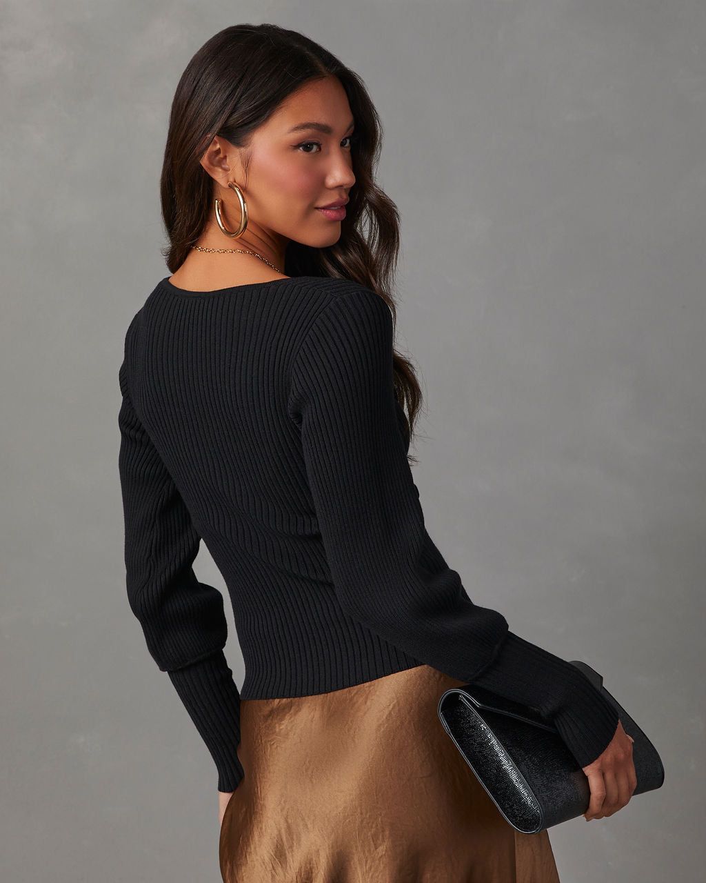 Keller Balloon Sleeve Ribbed Sweater - Black sold by Vici product image thumbnail 4