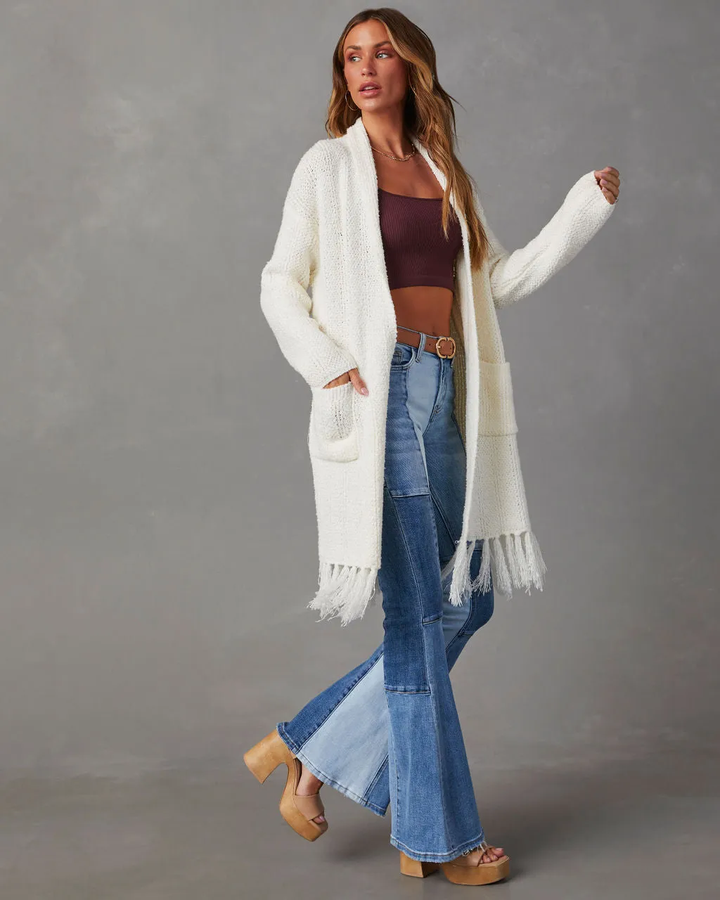 Nemah Fringe Hem Long Cardigan sold by Vici product image thumbnail 2