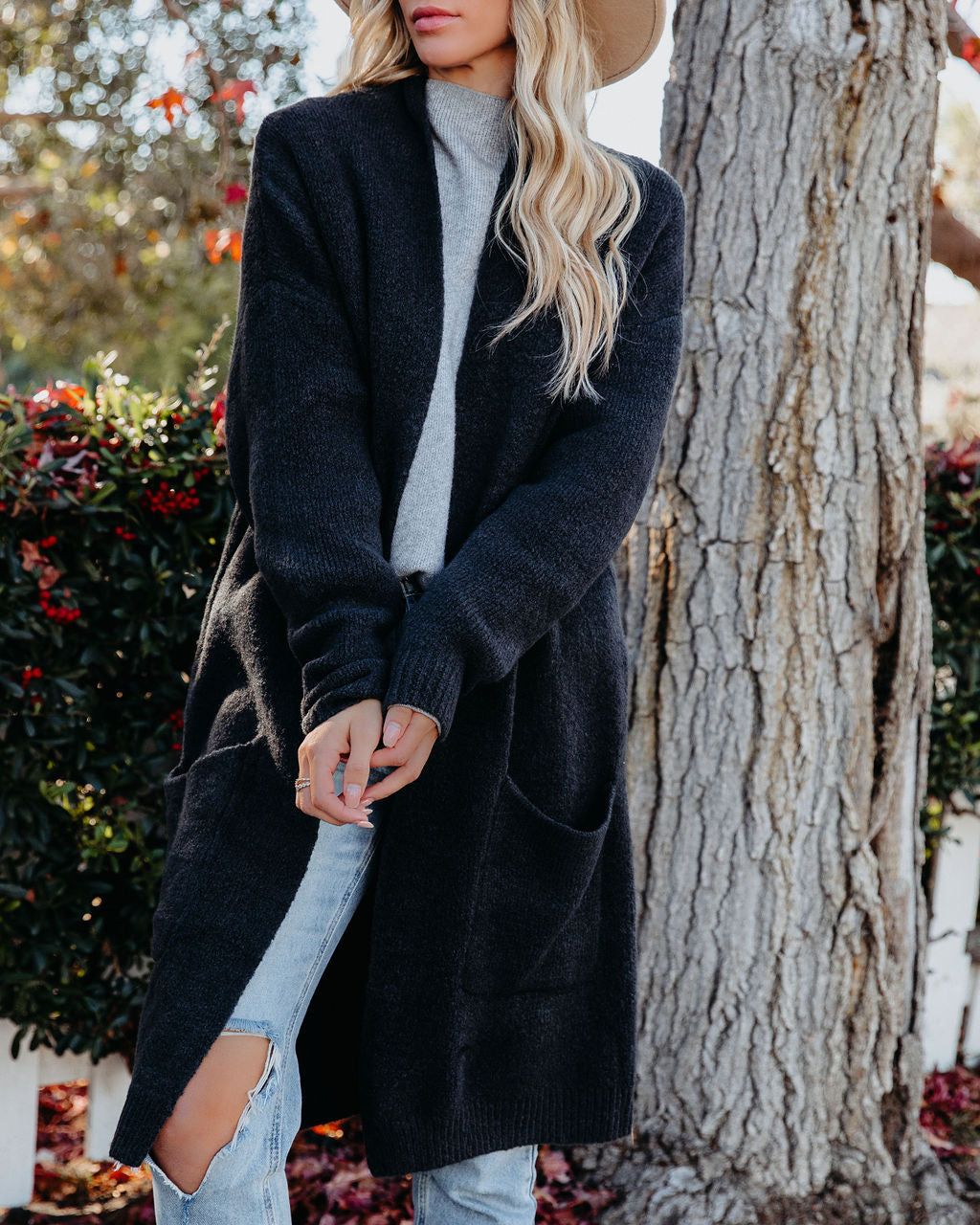 Jemima Pocketed Knit Cardigan - Charcoal - FINAL SALE sold by Vici product image thumbnail 3